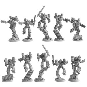 Socratis – Fire Lizard Warriors Order – x5 Assault Squad, mechanisierte Infanterie, postapokalyptisches Imperium, verwendbar für Tabletop-Kriegsspiele.