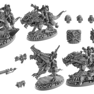 Socratis – Fire Lizard Warriors Order – x4 Lizard Riders, mechanisierte Infanterie, postapokalyptisches Imperium, verwendbar für Tabletop-Kriegsspiele.