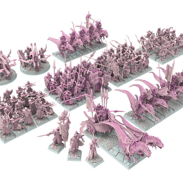 Dark Elves - 32mm Army Starter Bundle, dark elves, Merciless north pillars usable for 9th Age, Fantasy Battle, Oldhammer, King of war, D&D