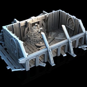 Medieval Town scenery building - Ruin 1 - PLA for Oldworld, Dungeon & Dragons, Frostgrave, Age of fantasy battle skirmish wargame