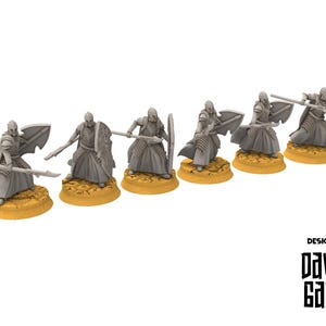 Rivandall -  Bloody elves with spear and shield, Last Hight elves from the West, Middle rings Davales miniatures pour wargame D&D, SDA...