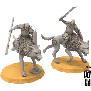 Orcs horde - Super orc riders on Warg wolves, Orc warriors warband, Middle rings miniatures pour wargame D&D, SDA...