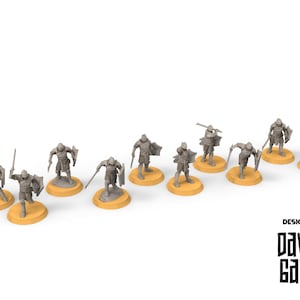 オークの大群 - 盾と剣を持った血の手を持つ徒歩のオーク×10 - Davale ミニチュア