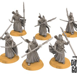 Rivandall -  Bloody elves with spear and shield, Last Hight elves from the West, Middle rings Davales miniatures pour wargame D&D, SDA...