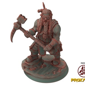 The Hadonium Mines - NPC - Dwarf Miner 02(25 mm), chaos and carnage, Enemy, Flesh of Gods, for Wargames, Dungeons & Dragons TTRPG