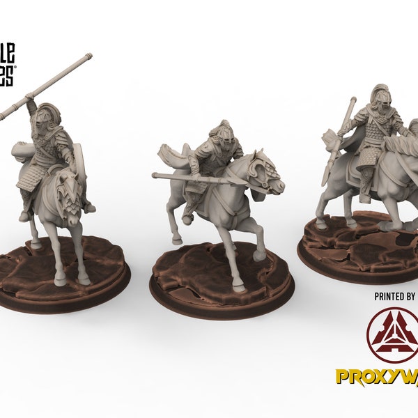 Rohan - West Human Royal Guard Mounted, Knight of Rohan, the Horse-lords, rider of the mark, minis for wargame D&D, Lotr...