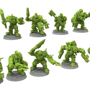Green Skin - Savage Orc Warboyz from iceland planet green-skinned Warbands Modular Kit heads torso legs GGW