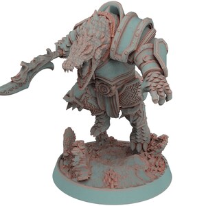 Crocodile warriors - Onyx Cliffgrip - The Sharptails of Hacksaw River, daybreak miniatures, for Wargames, Pathfinder, Dungeons & Dragons
