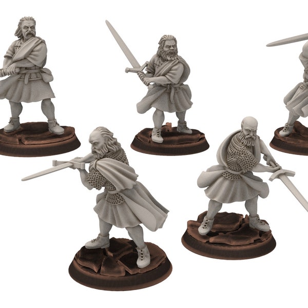 Gandor - Fief levy clan men Warriors highlander, minis for wargame D&D, Lotr...