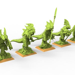 Verlorener Tempel - Skink Spears Echsenmenschen verwendbar für Oldhammer, Schlacht, König der Kriege, 9. Zeitalter