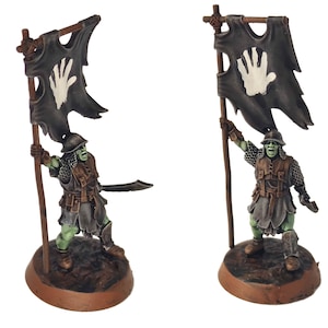Orc horde - Orc banner, Orc warriors warband, Middle rings miniatures pour wargame D&D, SDA... Medbury miniatures