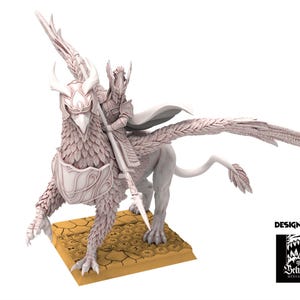 Elfi Alti - Eroe ASHUR su Grifone - Silvermoor - Miniature The Beholder