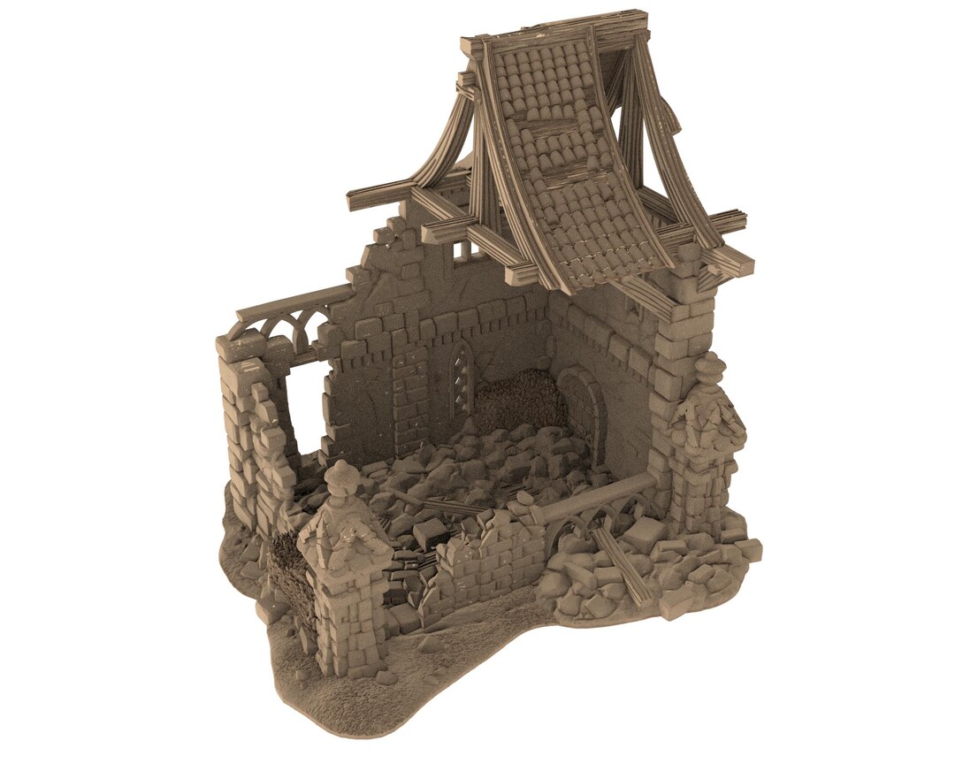 Medieval Town Scenery Building - Ruins - PLA for Oldworld, Dungeon ...