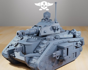 The Grimguard Battle Tank, mechanized infantry, post apocalyptic empire, usable for tabletop wargame.