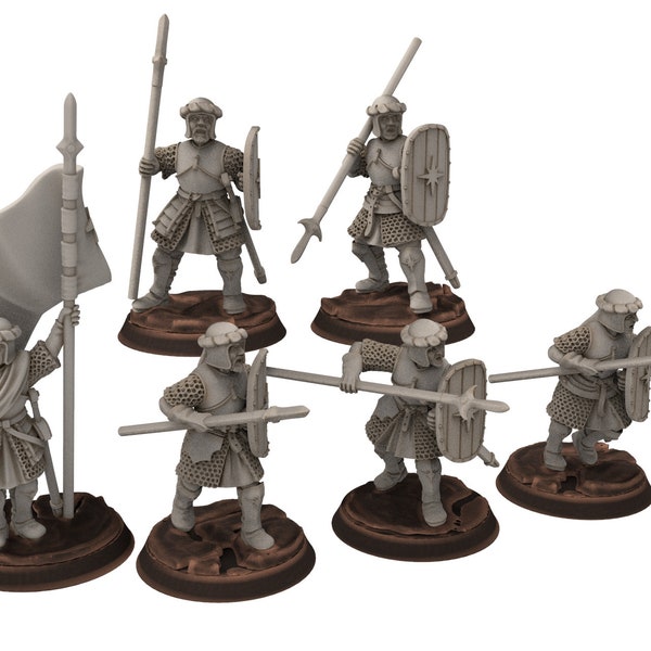 Ornor - spearmen of the Lost Kingdom of the North,  Dune Din, Misty Mountains, miniatures for wargame D&D, Lotr...