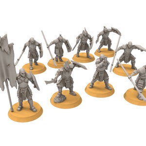 Orc horde - Super orcs spearmen Command, Orc warriors warband, Middle rings miniatures pour wargame D&D, SDA...