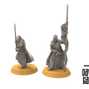 Rivandall - Captain and banner, Last Hight elves from the West, Middle rings miniatures pour wargame D&D, SDA...