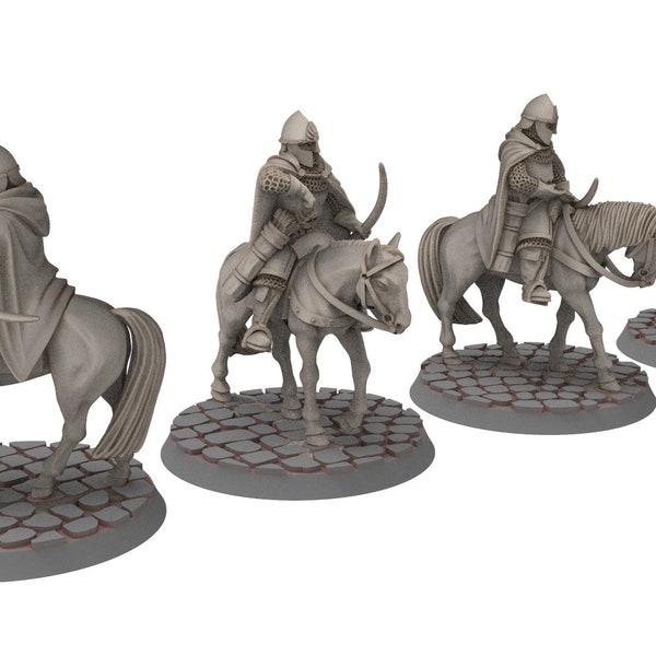 Gandor - Citadel guard Mounted Archers patroll, Defender of the city wall, miniature for wargame D&D, Lotr... Medbury miniatures