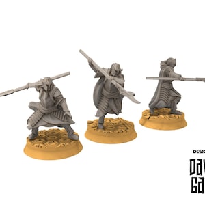 Rivandall - Bloody Elven King Guard spears, Last Hight elves from the West, Middle rings Davales miniatures pour wargame D&D, SDA...