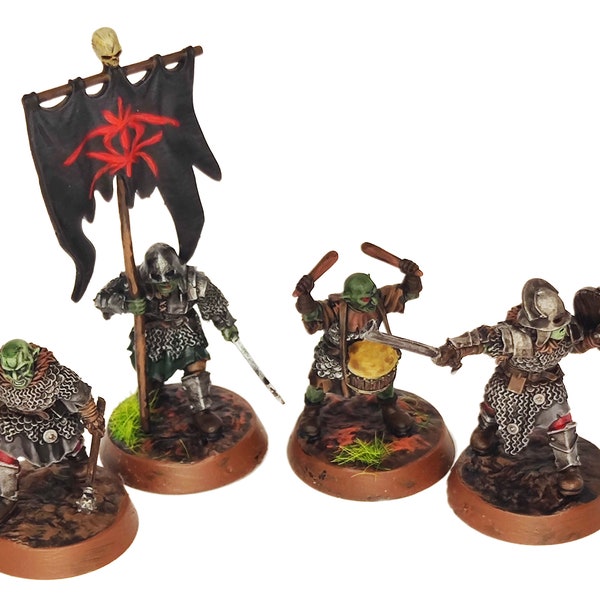 Orc horde - Orc commanders, Orc warriors warband, Middle rings miniatures for D&D wargame, Lotr... Medbury miniatures