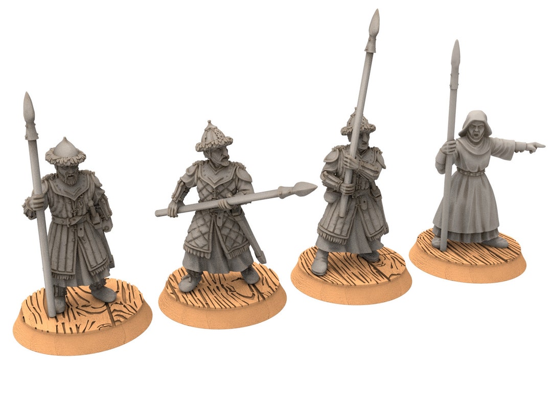 Lakecity Milita Spearman, Lake, Dragon, Misty Mountains, Town Miniatures for Wargame D