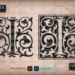William Morris style letter I cut file | monogram initial cricut silhouette lightburn glowforge | svg eps dxf png pdf | instant download
