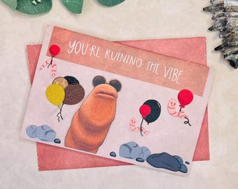Marcus The Worm Birthday Greeting Card, Funny VR Chat Inspired, Handmade Layered Pop-up 7”x5”