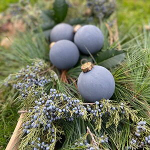 Textured Dark Blue-gray Christmas Ornaments Neutral Matte Hand-painted ...