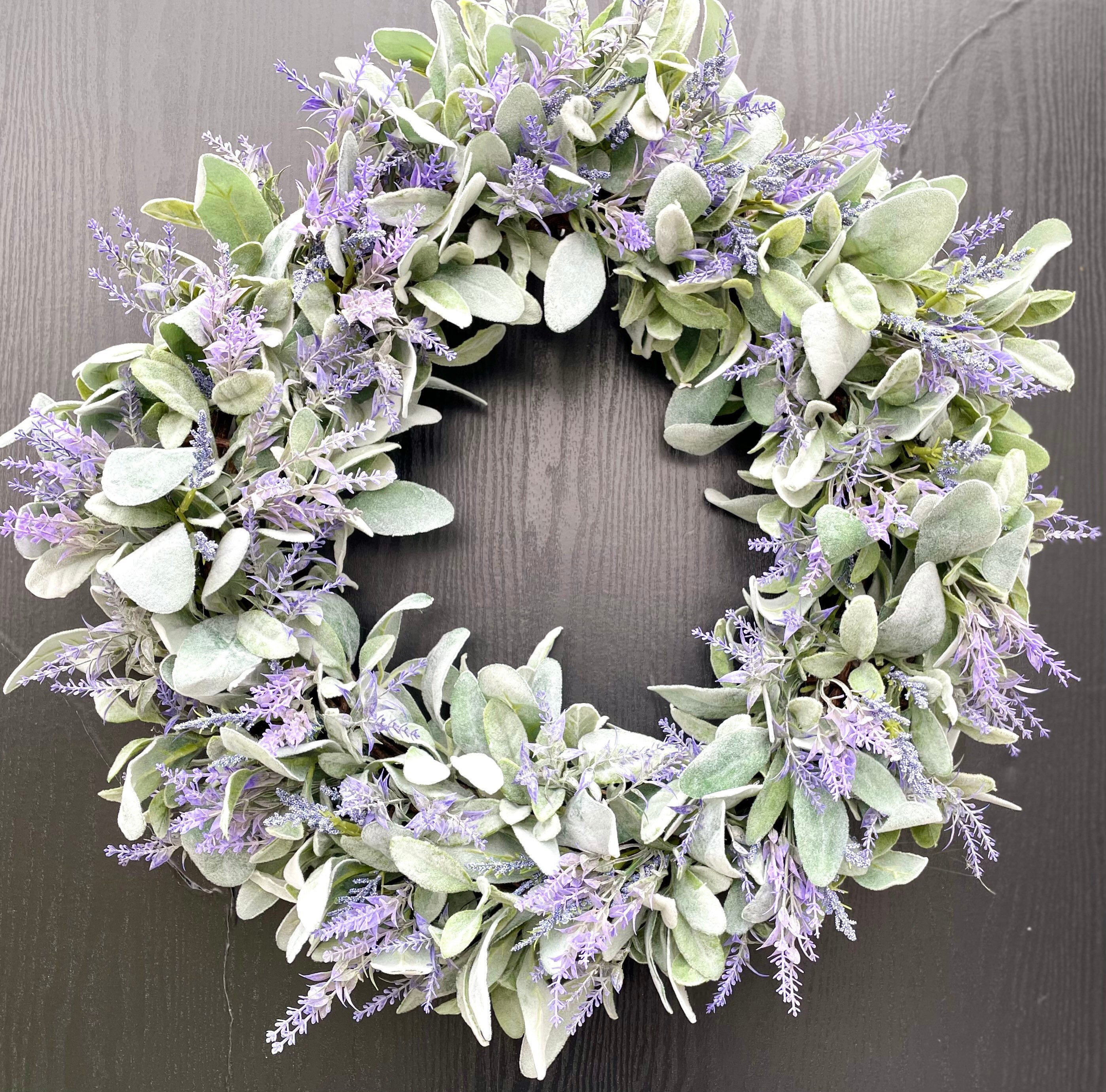 Lambs Ear Farmhouse Wreath. Spring and Summer Wreath. Wedding Wreath ...