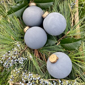 Textured Dark Blue-gray Christmas Ornaments Neutral Matte Hand-painted ...