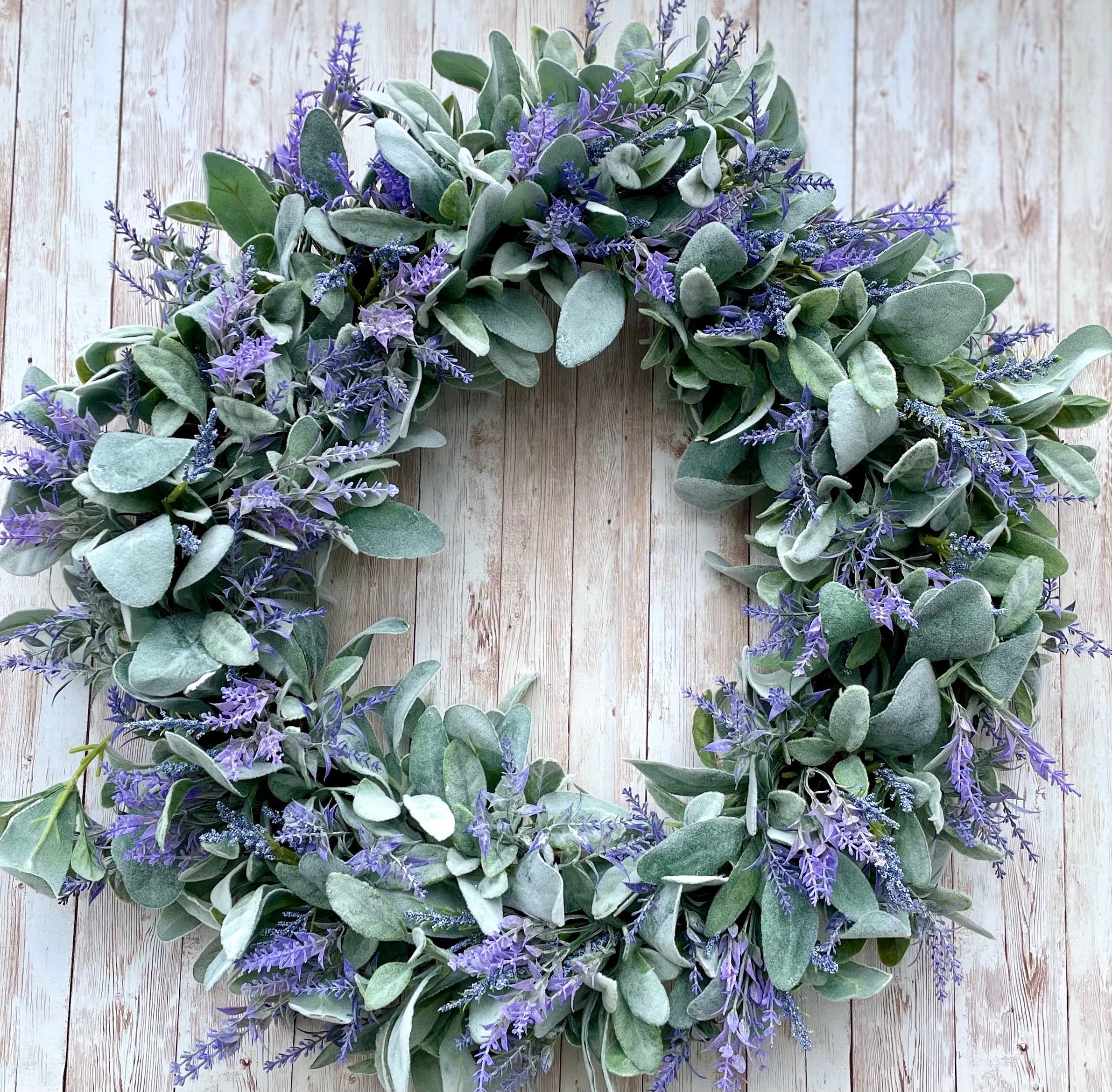 Lambs Ear Farmhouse Wreath. Spring and Summer Wreath. Wedding Wreath ...