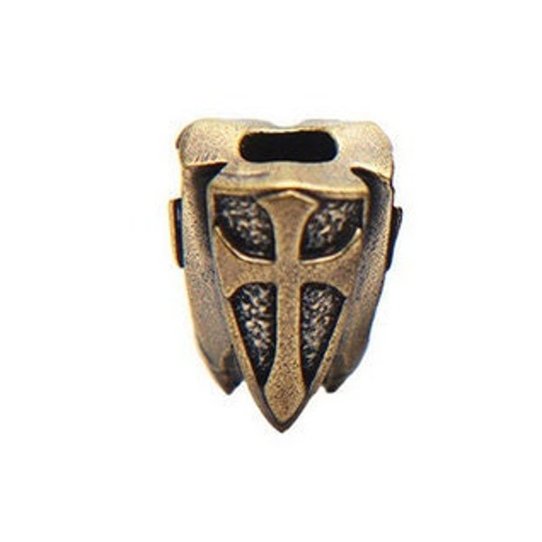 Bronze Tri-Cross Shield Beard ring Bead (1 Bead)