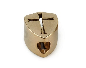 Gold Templar Shield Thin Cross Beard ring Bead (1 Bead)