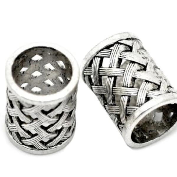 Large Silver Braided Tube Bead