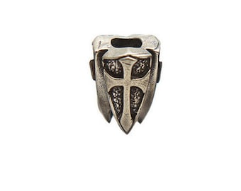 Silver Tri-Cross Shield Beard ring Bead (1 Bead)