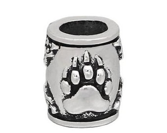 Silver Bear Paws Beard ring bead