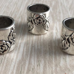 Silver Flower Leaf Beard ring Beads (2pcs)