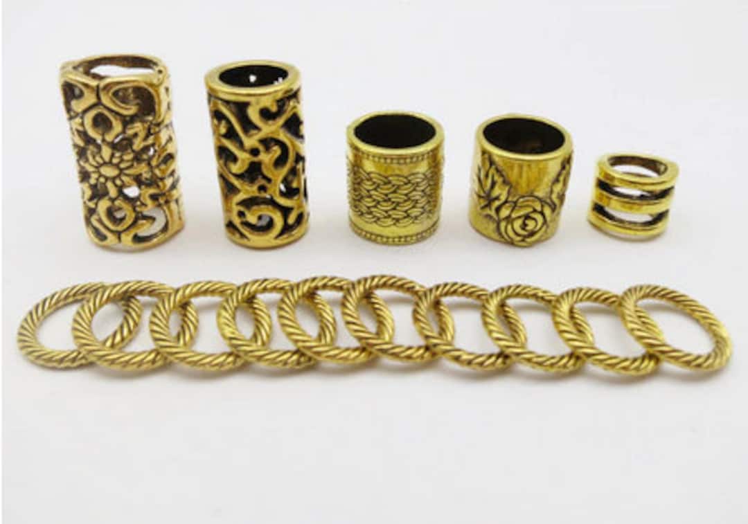 15 Pcs Viking Runes Assorted Beard Rings Pack (gold) - Etsy