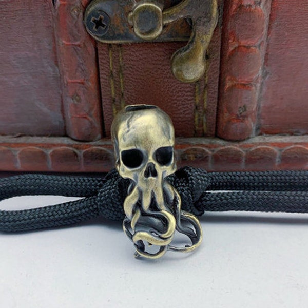 Gold Cthulhu Skull beard ring Bead