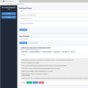 AI Prompt Organizer | Prompt Manager for ChatGPT & AI Tools | Digital Download
