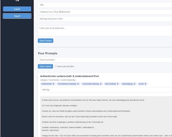 AIプロンプトオーガナイザー | ChatGPTおよびAIツール用プロンプトマネージャー | デジタルダウンロード