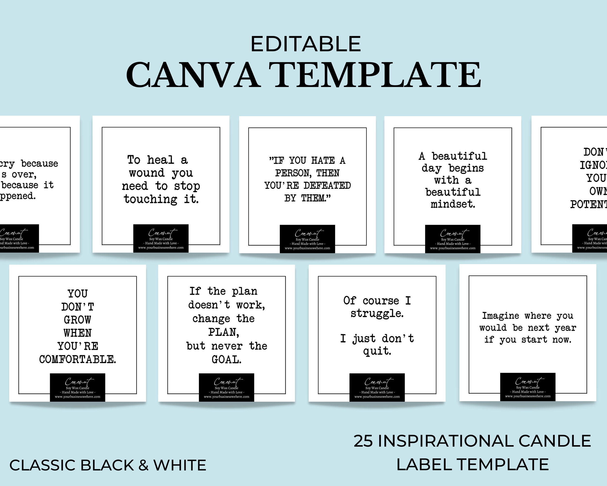 Inspirational Quotes Candle Label Template Modern Soy Candle Etsy