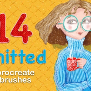 Knitted procreate brushes. Fabrics Procreate Brush Set. Knitted patterns. Plr digital products.