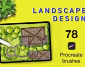 Landscape Design Procreate Brush Set -- Landscape Design Brushes --Landscape Brushes -- Nature elements for illustrating landscapes