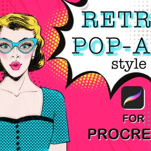 Retro, pop-art procreate brushes / halftone /  retro texture / grunge procreate brushes / DIGITAL Download, plr digital products
