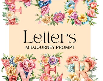 Floral Letters MidJourney Prompt: Watercolor Flower Illustrations (PDF)