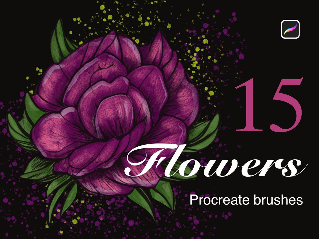 Flower Stamp Brushes for Procreate, Peonies Procreate Brush Set, floral
