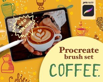Coffee Doodle Procreate Brush Set: Texture & Stamp Brushes