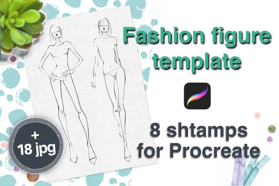 Fashion Figure Templates: Procreate Stamps, Fashion Illustration (Digital Products)