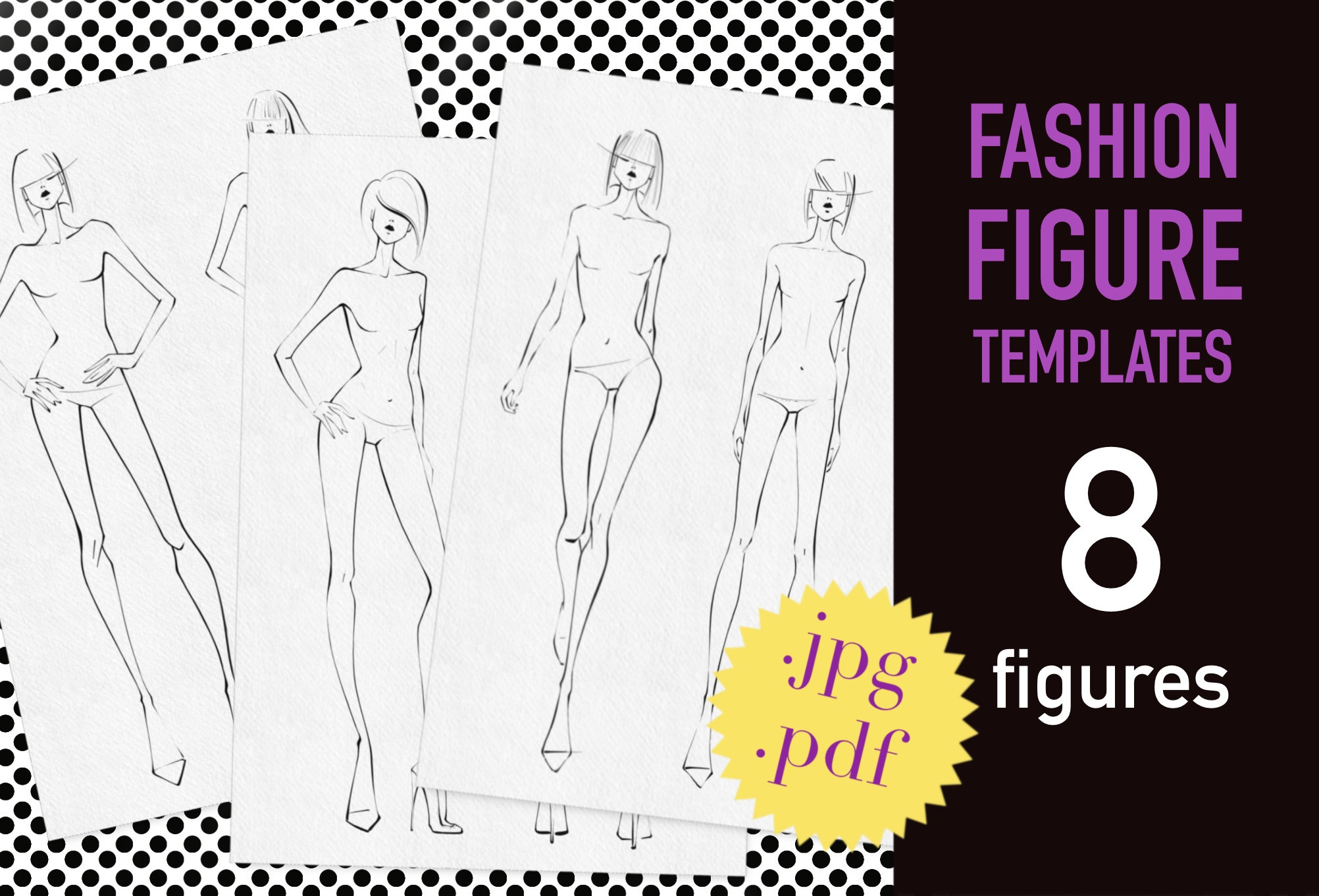 Fashion Design Template, Body Croquis Template Female, Fashion Figure  Templates, Drawing Template for Clothing Designers, Sample Body Png 